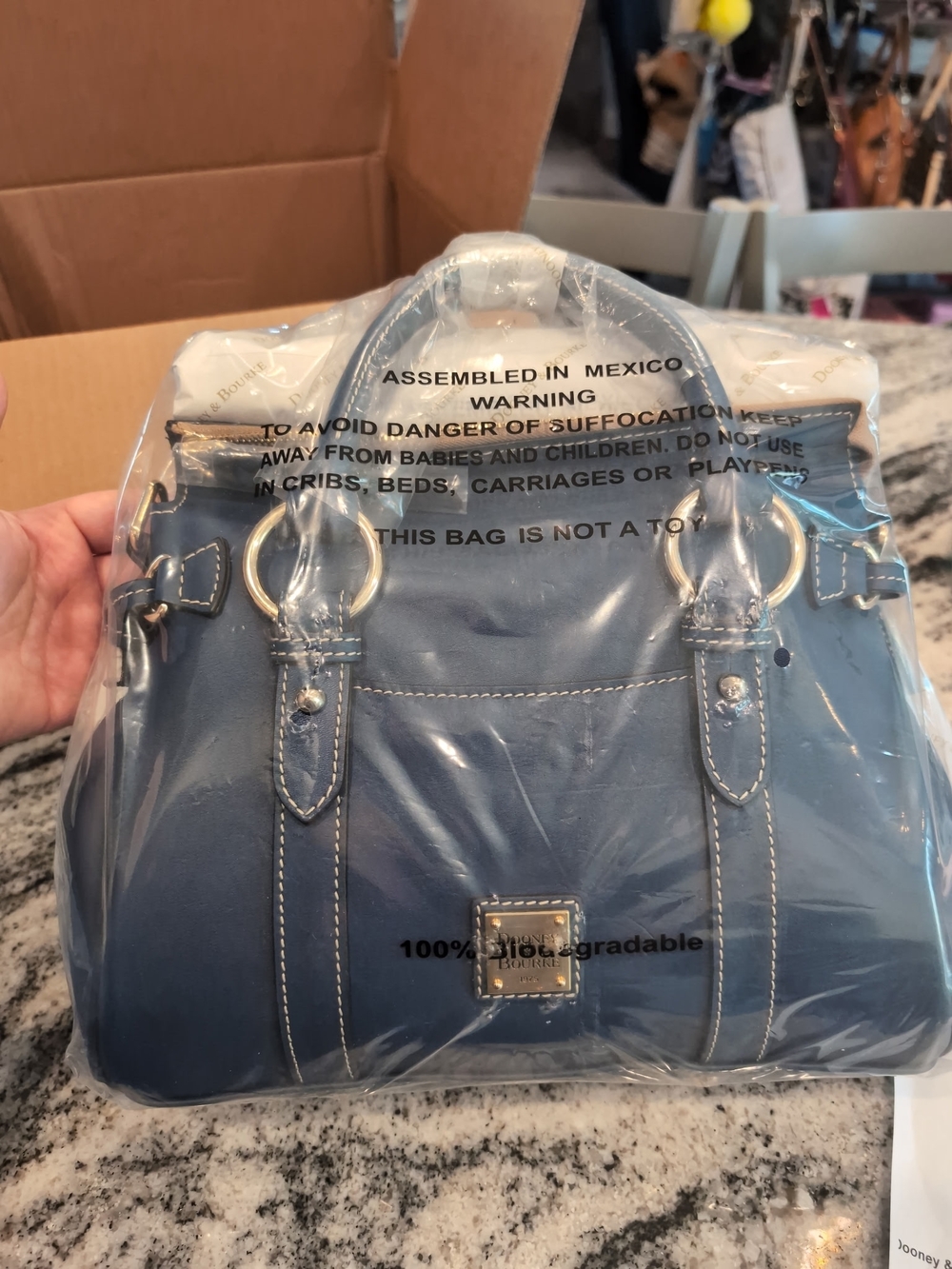 Dooney & Bourke Penrose 30 with Pocket Satchel - BLUE - Picture 12 of 16